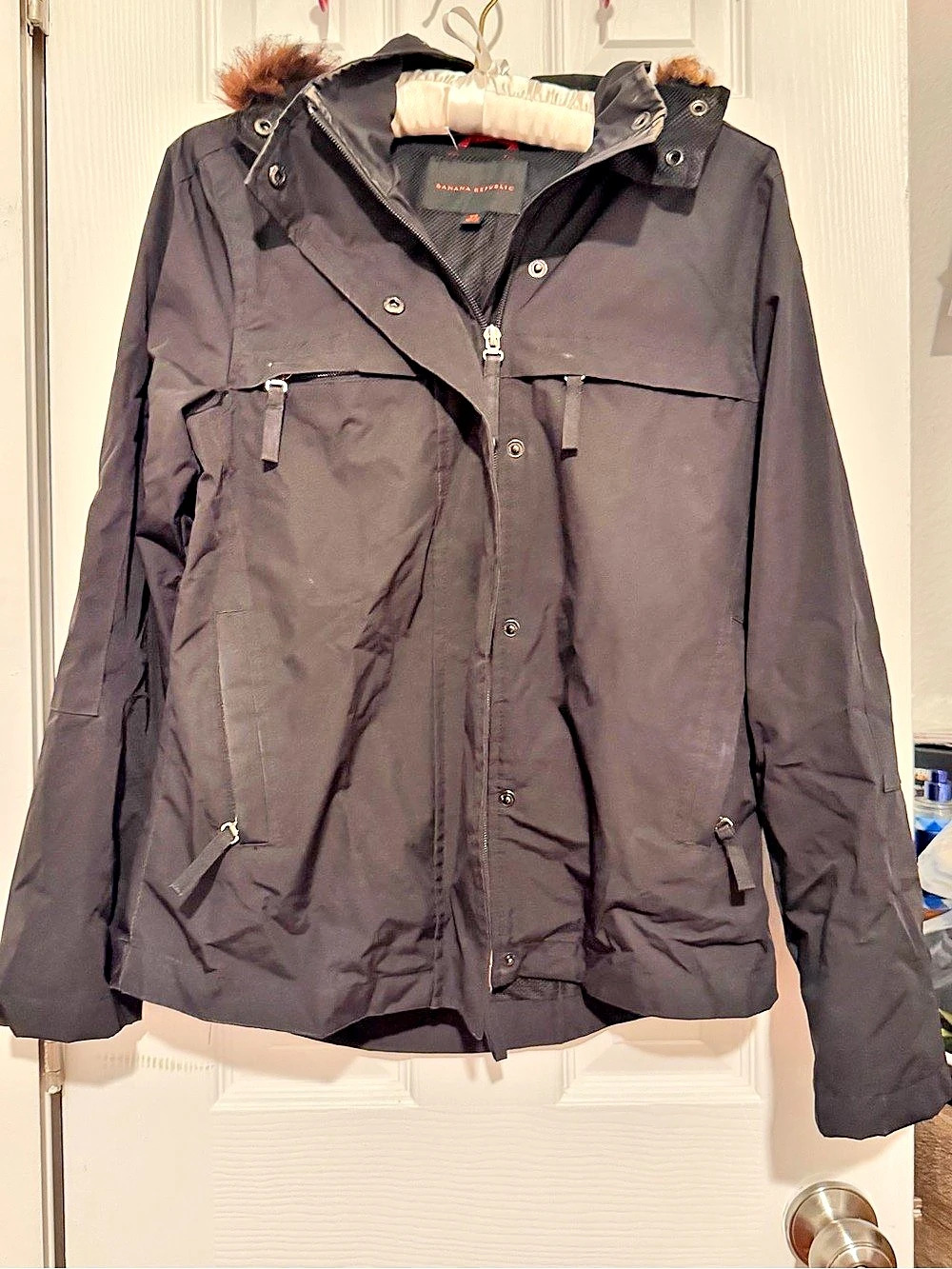 Banana Republic Women's Hooded Utility Jacket Black